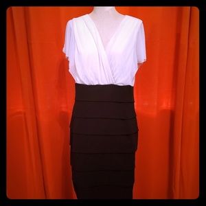 Black and white cocktail evening dress